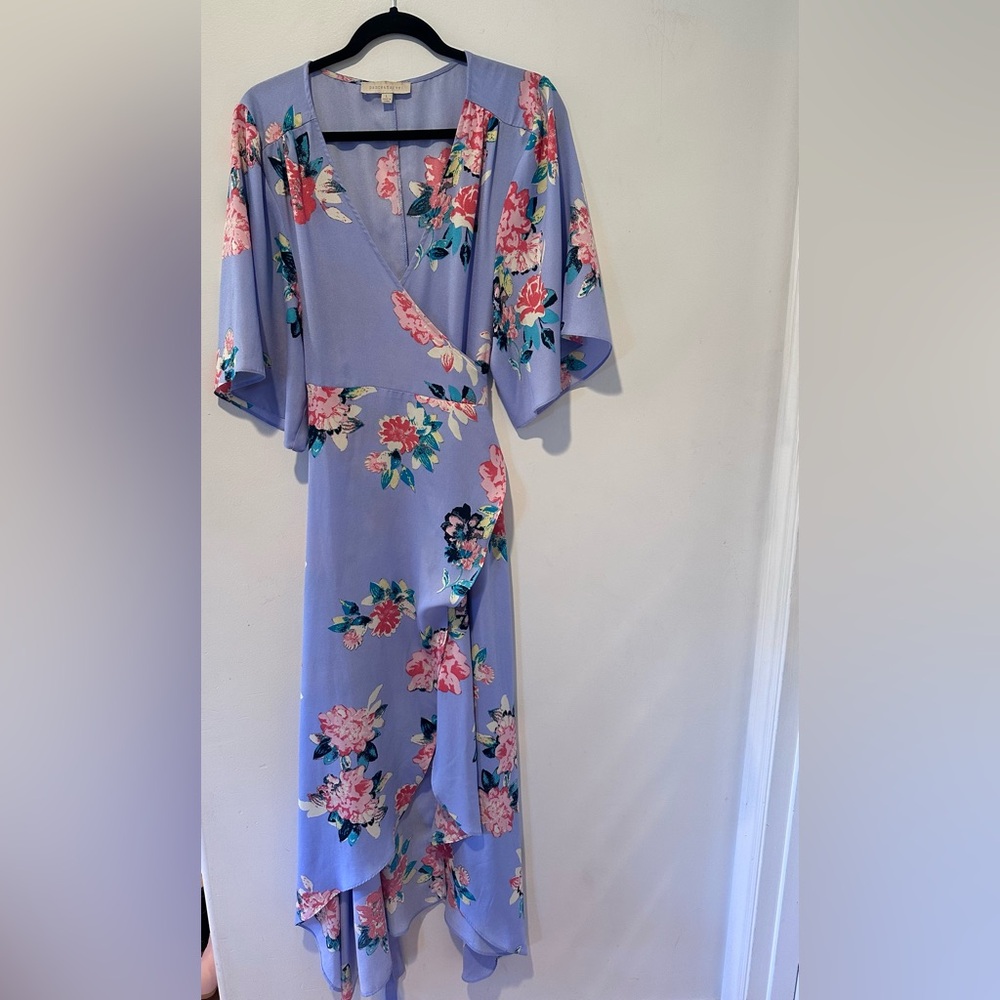 Dance & Marvel Lavender Floral Wrap Maxi Dress